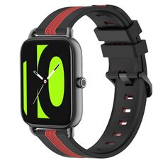 Per Xiaomi Haylou RS4 LS12 Cinturino in silicone bicolore verticale da 22 mm (nero + rosso)