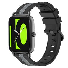 Per Xiaomi Haylou RS4 LS12 Cinturino in silicone bicolore verticale da 22 mm (nero + grigio)