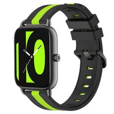 Per Xiaomi Haylou RS4 LS12 Cinturino in silicone bicolore verticale da 22 mm (nero + verde lime)