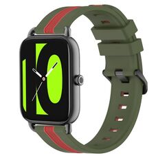 Per Xiaomi Haylou RS4 LS12 Cinturino in silicone bicolore verticale da 22 mm (verde militare + rosso)