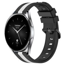 Per Xiaomi MI Watch S2 42mm 22mm Cinturino in silicone bicolore verticale (nero + bianco)