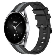Per Xiaomi MI Watch S2 42mm 22mm Cinturino in silicone bicolore verticale (nero + grigio)