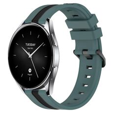 Per Xiaomi MI Watch S2 46mm 22mm Cinturino in silicone bicolore verticale (verde + nero)
