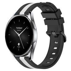 Per Xiaomi MI Watch S2 46mm 22mm Cinturino in silicone bicolore verticale (nero + bianco)