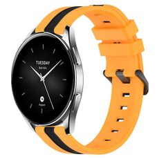 Per Xiaomi MI Watch S2 46mm 22mm Cinturino in silicone bicolore verticale (giallo + nero)