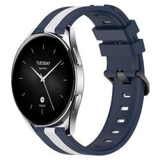 Per Xiaomi MI Watch S2 46mm 22mm Cinturino in silicone bicolore verticale (blu + bianco)