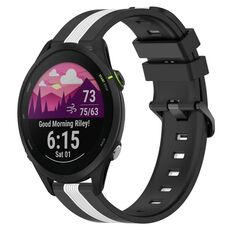 Per Garmin Forerunner 255 Cinturino in silicone bicolore verticale da 22 mm (nero + bianco)