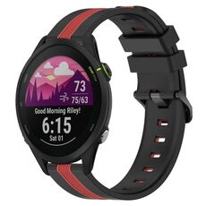 Per Garmin Forerunner 255 Cinturino in silicone bicolore verticale da 22 mm (nero + rosso)