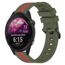 Per Garmin Forerunner 255 Cinturino in silicone bicolore verticale da 22 mm (verde militare + rosso)