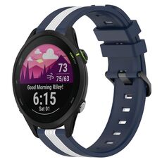 Per Garmin Forerunner 255 Cinturino in silicone bicolore verticale da 22 mm (blu + bianco)