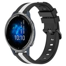 Per cinturino in silicone bicolore verticale da 22 mm Garmin Venu 2 (nero + bianco)