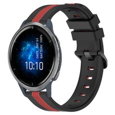 Per cinturino in silicone bicolore verticale da 22 mm Garmin Venu 2 (nero + rosso)