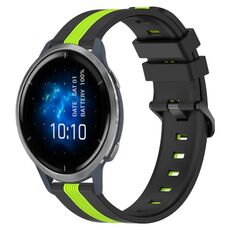 Per cinturino in silicone bicolore verticale da 22 mm Garmin Venu 2 (nero + verde lime)