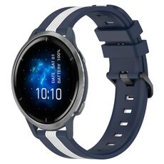 Per cinturino in silicone bicolore verticale da 22 mm Garmin Venu 2 (blu + bianco)