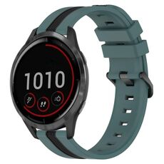 Per cinturino in silicone bicolore verticale da 22 mm Garmin Vivoactive 4 (verde + nero)