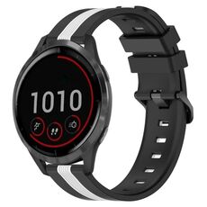 Per cinturino in silicone bicolore verticale da 22 mm Garmin Vivoactive 4 (nero + bianco)