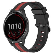 Per cinturino in silicone bicolore verticale da 22 mm Garmin Vivoactive 4 (nero + rosso)