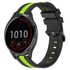 Per cinturino in silicone bicolore verticale da 22 mm Garmin Vivoactive 4 (nero + verde lime)