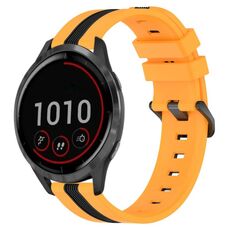 Per cinturino in silicone bicolore verticale da 22 mm Garmin Vivoactive 4 (giallo + nero)