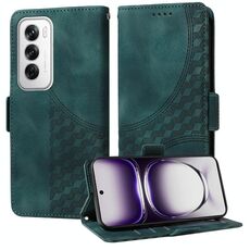 Per OPPO Reno12 5G Custodia per telefono in pelle stellata con rombo in rilievo globale (verde)
