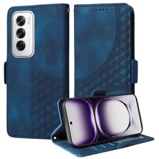 Per OPPO Reno12 5G Custodia per telefono in pelle stellata con rombo in rilievo globale (blu)