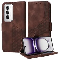 Per OPPO Reno12 5G Custodia per telefono in pelle stellata con motivo a rombi in rilievo globale (marrone)