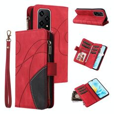 Per Honor 200 Lite Global Dual-color 9 slot per schede Custodia per telefono in pelle con cerniera a portafoglio (rosso)