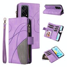 Per Honor 200 Lite Global Dual-color 9 slot per schede Custodia per telefono in pelle con cerniera a portafoglio (viola)