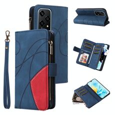 Per Honor 200 Lite Global Dual-color 9 slot per schede Custodia per telefono in pelle con cerniera a portafoglio (blu)