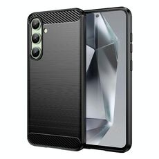 Per Samsung Galaxy S24 FE 5G Custodia in TPU con texture spazzolata in fibra di carbonio (nera)