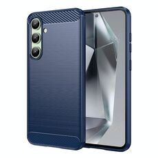 Per Samsung Galaxy S24 FE 5G Custodia in TPU con texture spazzolata in fibra di carbonio (blu)
