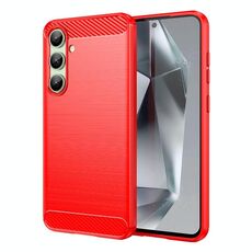Custodia per telefono in TPU con texture spazzolata in fibra di carbonio per Samsung Galaxy S24 FE 5G (rossa)