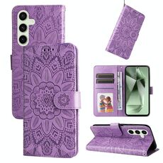 Custodia per telefono in pelle girasole goffrata per Samsung Galaxy S24 FE 5G (viola)