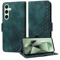 Custodia per telefono in pelle stellata con rombo goffrato per Samsung Galaxy S24 FE 5G (verde)