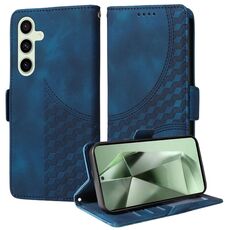 Custodia per telefono in pelle stellata con rombo goffrato per Samsung Galaxy S24 FE 5G (blu)