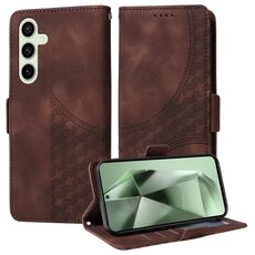Custodia per telefono in pelle stellata con rombo goffrato per Samsung Galaxy S24 FE 5G (marrone)