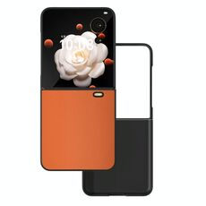 Custodia per telefono a copertura totale in pelle PU con cornice nera per Honor Magic V Flip (arancione)