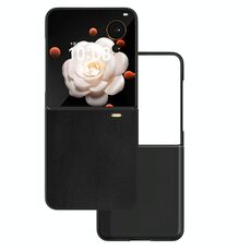 Custodia per telefono a copertura totale con cornice nera in pelle PU per Honor Magic V Flip (nera)