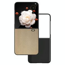 Custodia per telefono a copertura totale con telaio nero in pelle PU Flip per Honor Magic V (oro)