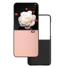 Custodia per telefono a copertura totale con telaio nero in pelle PU Flip per Honor Magic V (rosa chiaro)