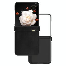 Per Honor Magic V Flip Custodia per telefono a copertura totale in tre parti in pelle PU con cornice nera (nero)