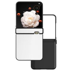 Per Honor Magic V Flip Custodia per telefono con copertura completa in tre parti in pelle PU con cornice nera (bianca)