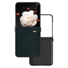 Per Honor Magic V Flip Custodia per telefono con copertura completa in tre parti in pelle PU e cornice nera (verde)