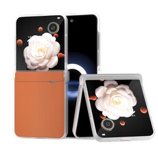 Per Honor Magic V Flip ABEEL Custodia per telefono in pelle PU con cornice traslucida smerigliata e copertura totale (arancione)