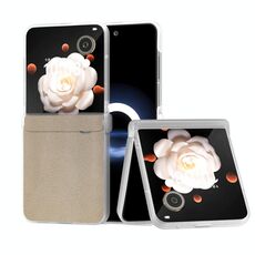 Per Honor Magic V Flip ABEEL Custodia per telefono in pelle PU con cornice traslucida smerigliata e copertura totale (oro)