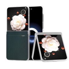 Per Honor Magic V Flip ABEEL Custodia per telefono a copertura totale in pelle PU con telaio traslucido satinato in tre parti (verde)