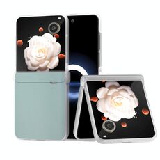 Per Honor Magic V Flip ABEEL Custodia per telefono in pelle PU con cornice traslucida smerigliata e copertura totale in tre parti (azzurro chiaro)