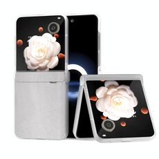 Per Honor Magic V Flip ABEEL Custodia per telefono in pelle PU con cornice traslucida smerigliata e copertura totale (argento)