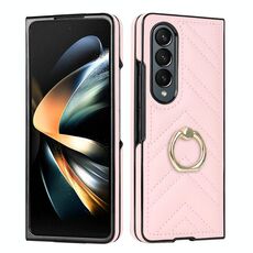 Per Samsung Galaxy Z Fold6 Custodia pieghevole a forma di V con anello rotante (rosa)