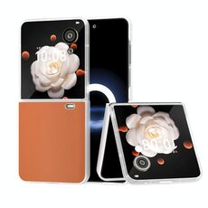 Custodia per telefono in pelle PU con cornice traslucida smerigliata For Honor Magic V Flip ABEEL (arancione)
